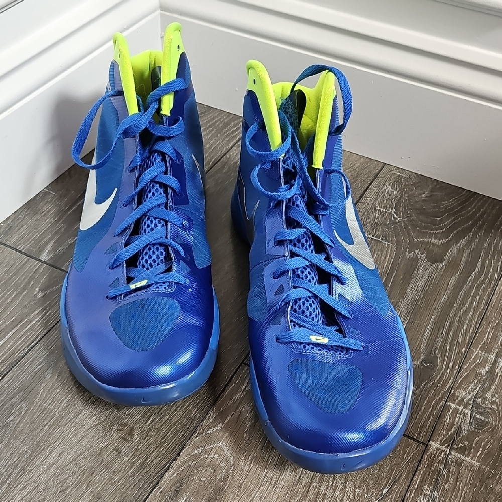 Nike Zoom Hyperdunk Blue and Neon Athletic High-Tops
